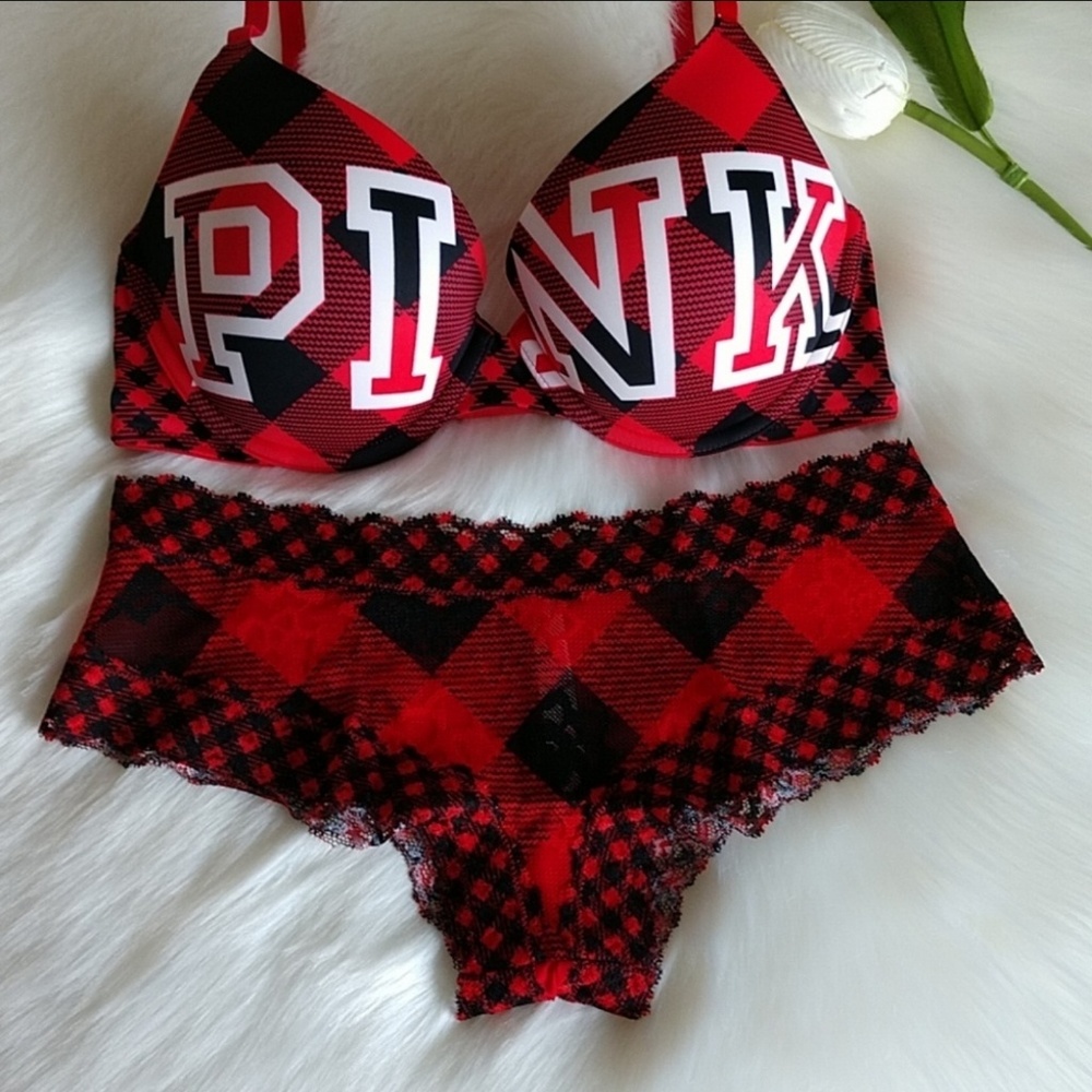 Size 34B PINK VS PUSH-UP BRA + PANTY S - Picture 3 of 4